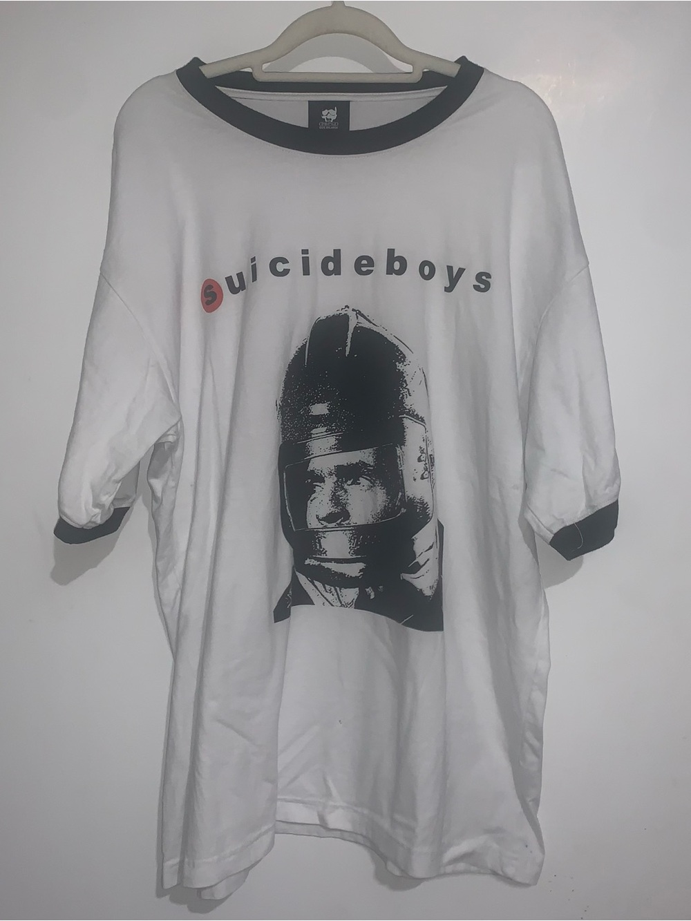 G59 Suicideboys White Graphic Tee with Black Ringer Trim